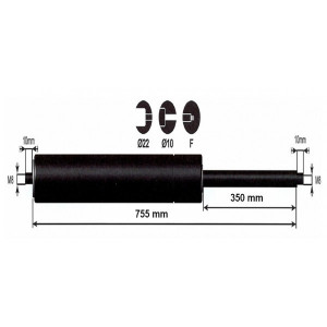 Vérin à gaz - 2000N - entraxe 800mm