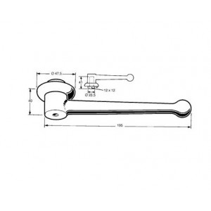 Contre poignée laiton chromé pour carré de 12 mm 2