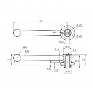 Contre poignée laiton en laqué noir pour carré de 12 mm 2