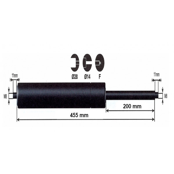 Vérins gaz diam 14 - 1300 N