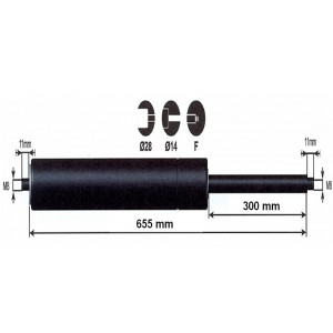 Vérin à gaz - 2100N - entraxe 700mm