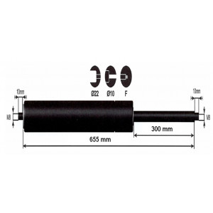 Vérin à gaz - 1250N - entraxe 700mm
