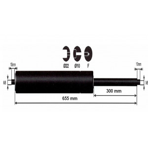 Vérin à gaz - 1000N - entraxe 700mm