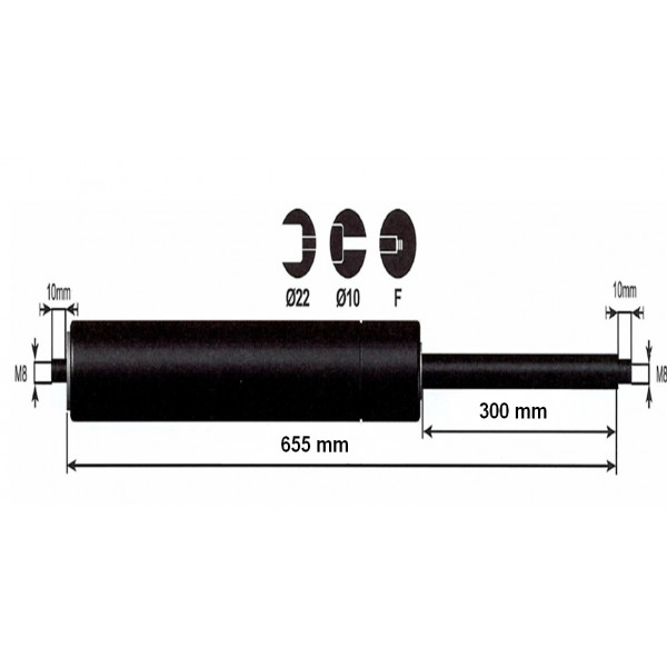 Vérin à gaz - 1000N - entraxe 700mm Vérin à gaz - 1000N - entraxe 700mm