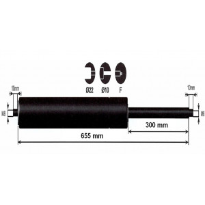 Vérin à gaz - 500N - entraxe 700mm