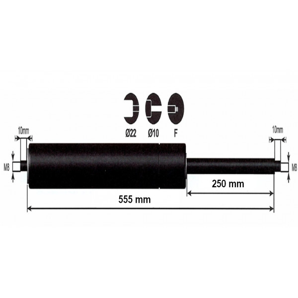 Vérin à gaz - 200N - entraxe 600mm Vérin à gaz - 200N - entraxe 600mm