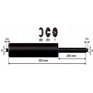 Vérin à gaz - 350N - course 250