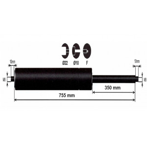 Vérin à gaz - 400N - entraxe 800mm